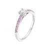 Thumbnail Image 1 of 9ct White Gold 0.25ct Diamond & Created Pink Sapphire Solitaire Ring