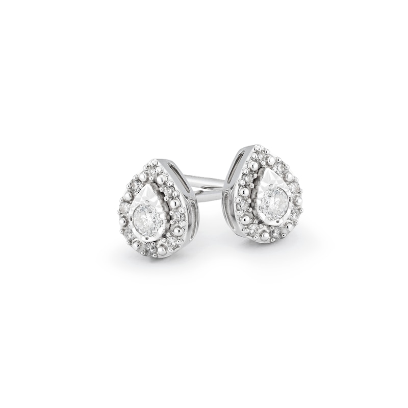 9ct White Gold 0.15ct Total Diamond Pear Halo Earrings