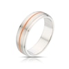 Thumbnail Image 1 of Sterling Silver & 9ct Rose Gold Matt & Polished 6mm Ring