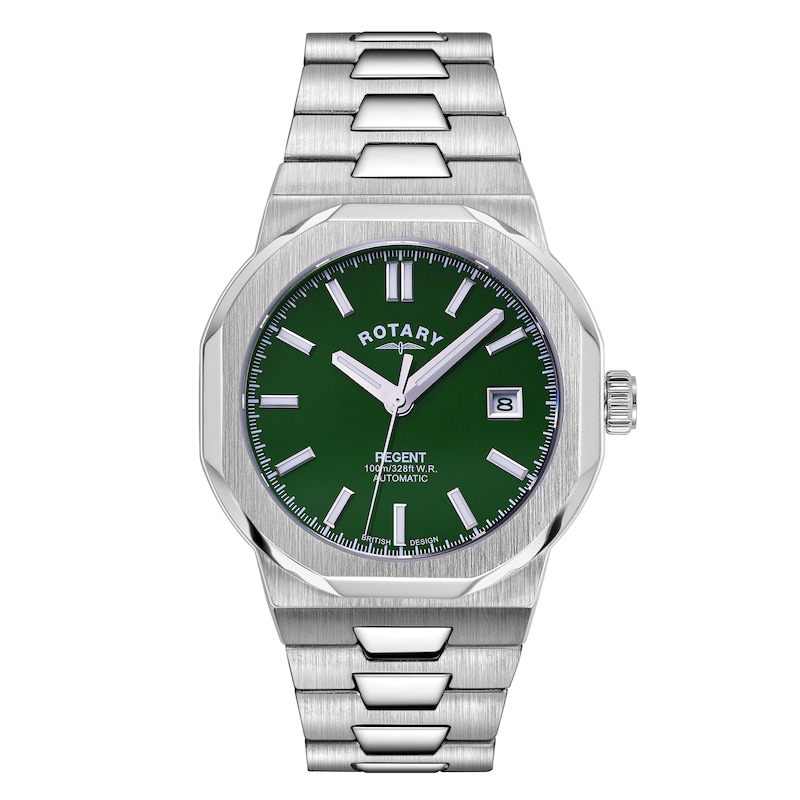 Rotary Regent Men's Green Dial Stainless Steel Bracelet Watch