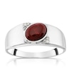 Thumbnail Image 0 of Men's Silver 0.03ct Diamond & Red Jasper Signet Ring