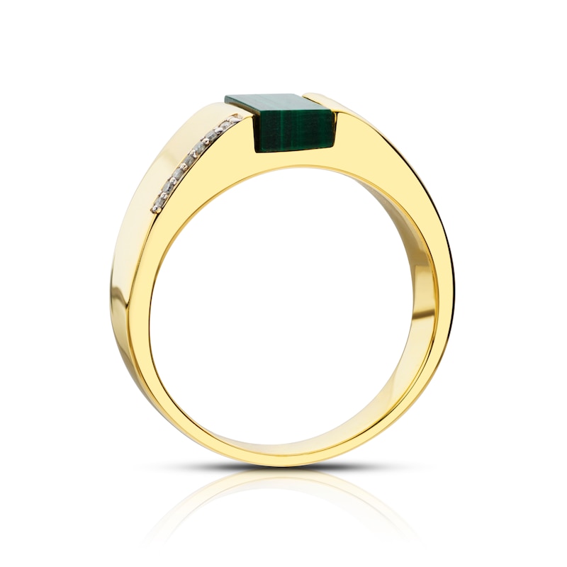 Sterling Silver & 18ct Gold Plated Vermeil Malachite & Diamond Ring