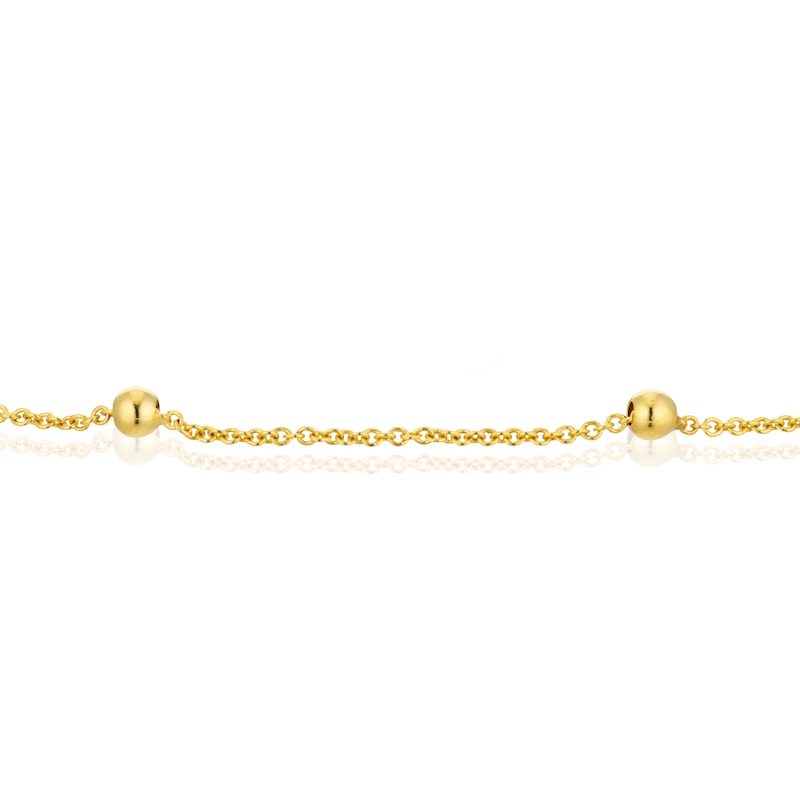 9ct Yellow Gold Adjustable 9'' Rolo Chain Ball Anklet