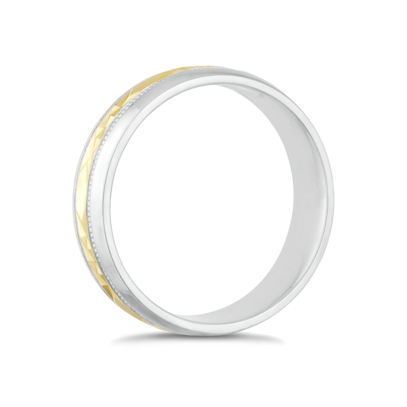 Silver & 9ct Yellow Gold 5mm Diamond-Cut Milgrain Ring