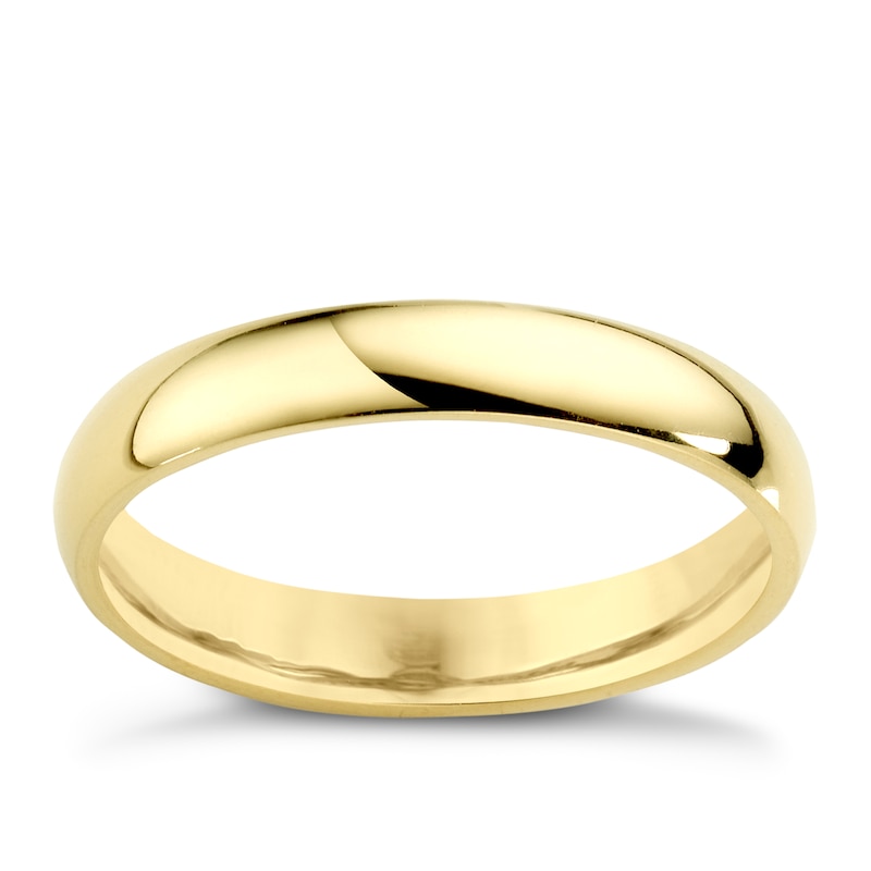 18ct Yellow Gold 3mm Extra Heavy D Shape Ring