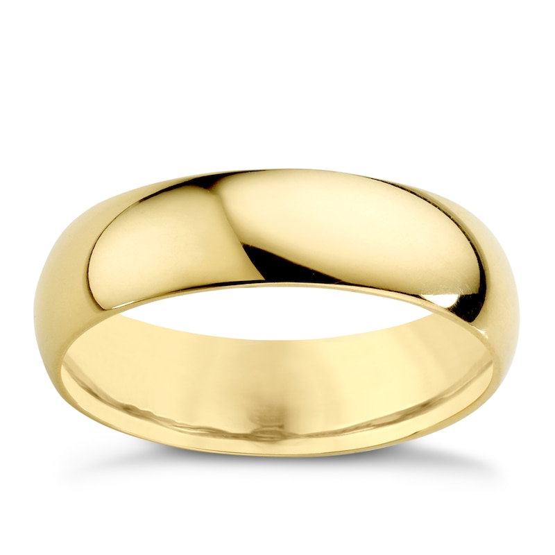 18ct Yellow Gold 5mm Extra Heavy D Shape Ring