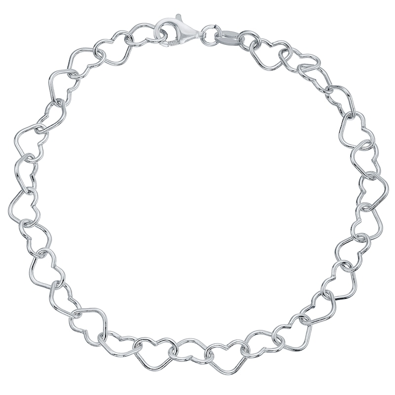 Sterling Silver Plain Heart Link Bracelet