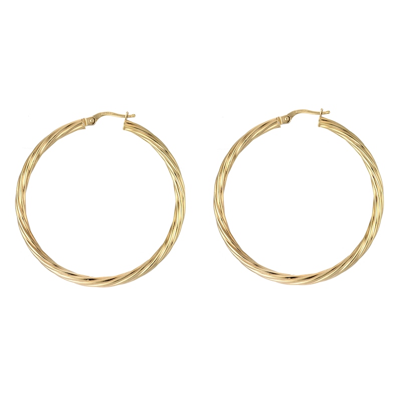 9ct Yellow Gold Twisted 40mm Hoop Earrings