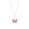 Thumbnail Image 0 of Sterling Silver Pink & White Crystal Set Butterfly Pendant