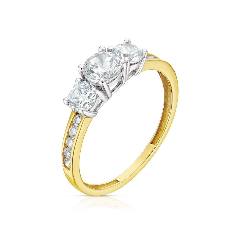 9ct Yellow Gold Cubic Zirconia Trilogy Ring