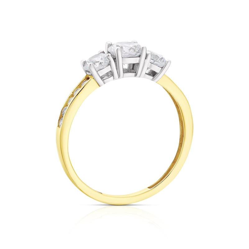 9ct Yellow Gold Cubic Zirconia Trilogy Ring