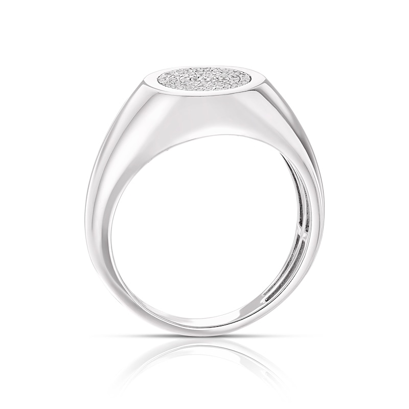 Men's Sterling Silver 0.10ct Diamond Cluster Circle Ring