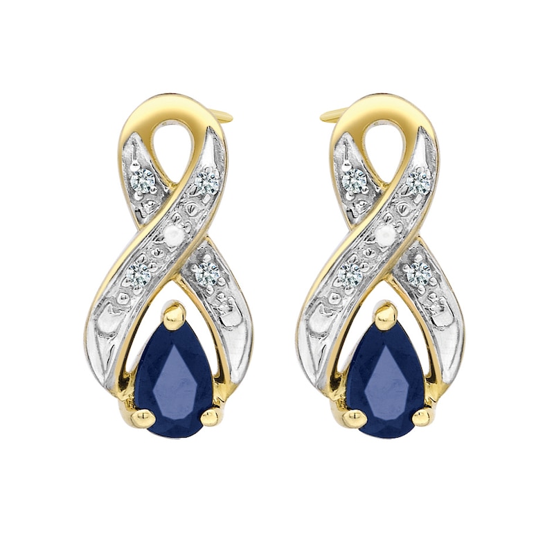 9ct Yellow Rhodium Plated Sapphire Earrings