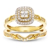 Thumbnail Image 0 of Perfect Fit 9ct Yellow Gold 0.33ct Diamond Cushion Halo Bridal Set