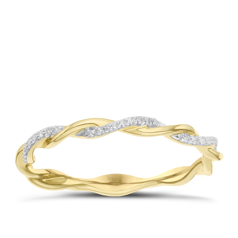 9ct Yellow Gold Diamond Twisted Eternity Ring
