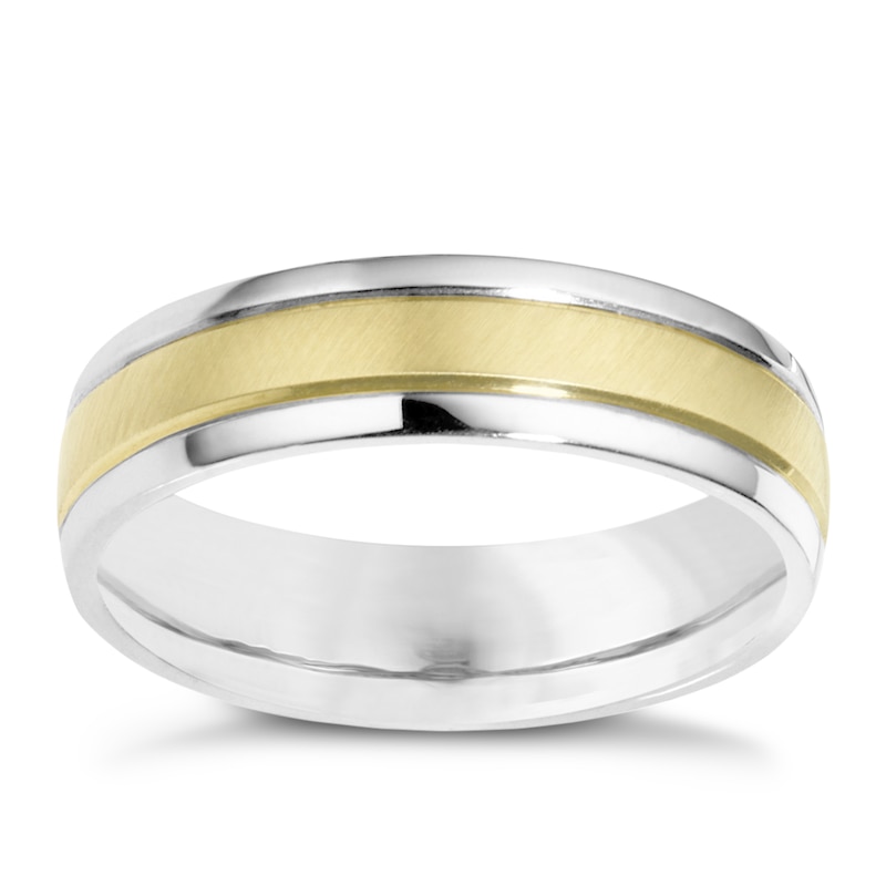 Sterling Silver 9ct Yellow Gold Stripe Ring