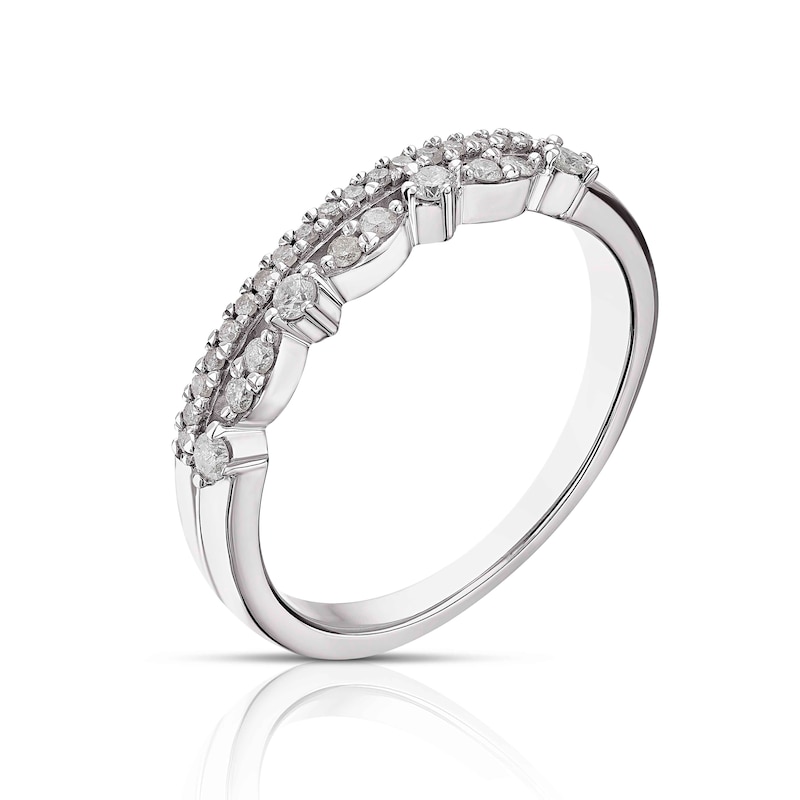 Sterling Silver 0.20ct Diamond Two Row Half Eternity Ring