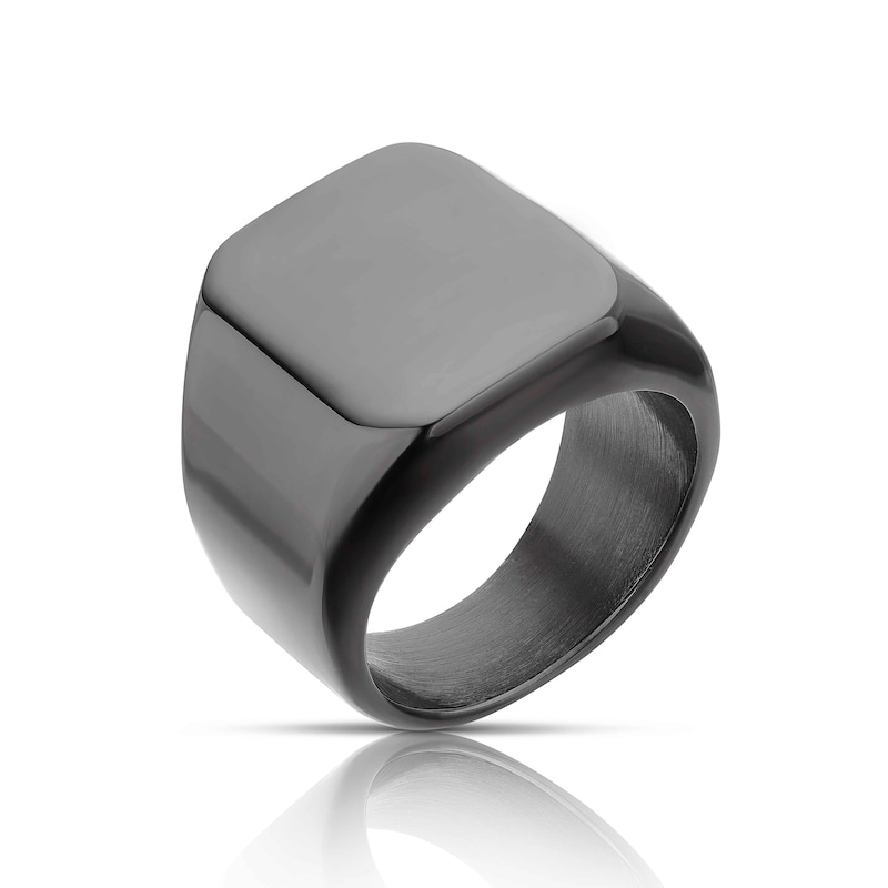 Men's Black Stainless Steel Signet Ring