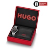 Thumbnail Image 1 of Hugo Men's #Complete Black Card Holder & Black Dial Stainless Steel Bracelet Watch Gift Set
