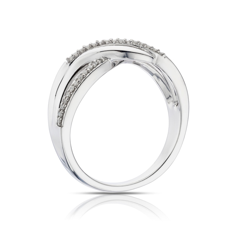 Sterling Silver 0.12ct Diamond Wide Wave Half Eternity Ring
