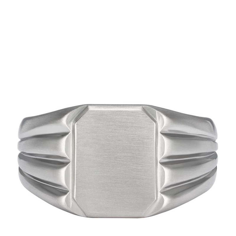 Fossil All Stacked Up Men's Steel Signet Ring (Size T 1/2)