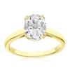 Thumbnail Image 0 of Sterling Silver & 18ct Gold Plated Vermeil Created White Sapphire Oval Shape Solitaire Ring