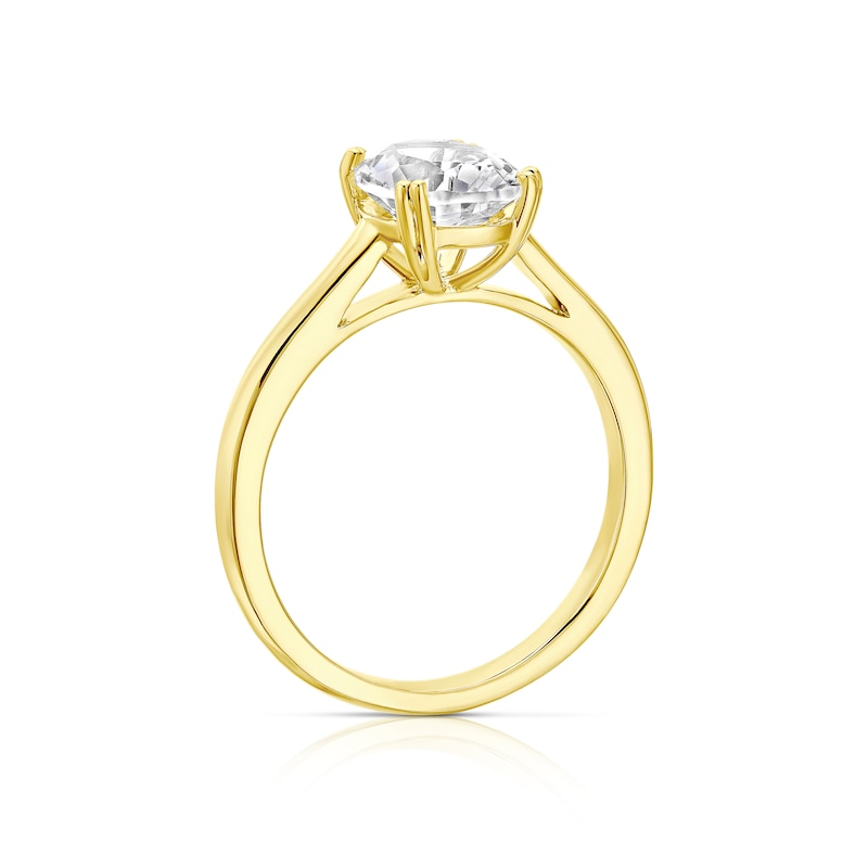 Sterling Silver & 18ct Gold Plated Vermeil Created White Sapphire Oval Shape Solitaire Ring