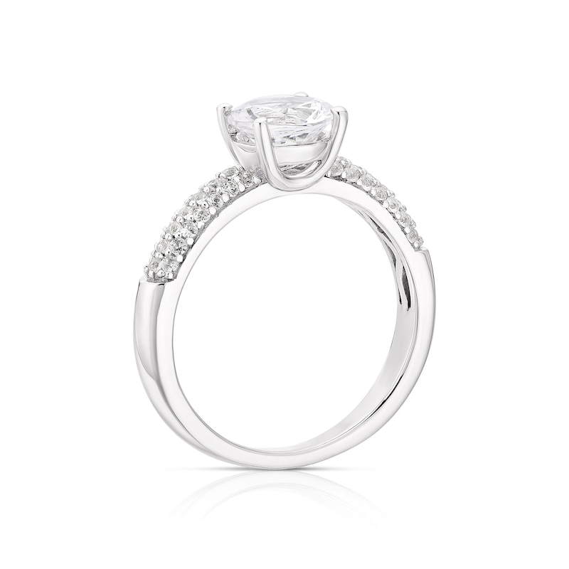 Sterling Silver Created White Sapphire Round Solitaire Ring