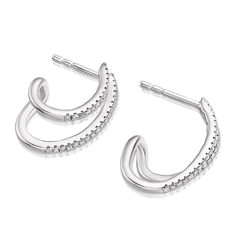 Sterling Silver 0.10ct Diamond Double Hoop Earrings