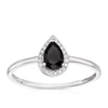 Thumbnail Image 0 of Sterling Silver Pear-Cut Black Onyx and Diamond Halo Ring