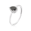 Thumbnail Image 1 of Sterling Silver Pear-Cut Black Onyx and Diamond Halo Ring