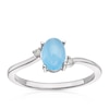 Thumbnail Image 0 of Sterling Silver Blue Chalcedony & Diamond Oval Ring