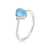 Thumbnail Image 1 of Sterling Silver Blue Chalcedony & Diamond Oval Ring