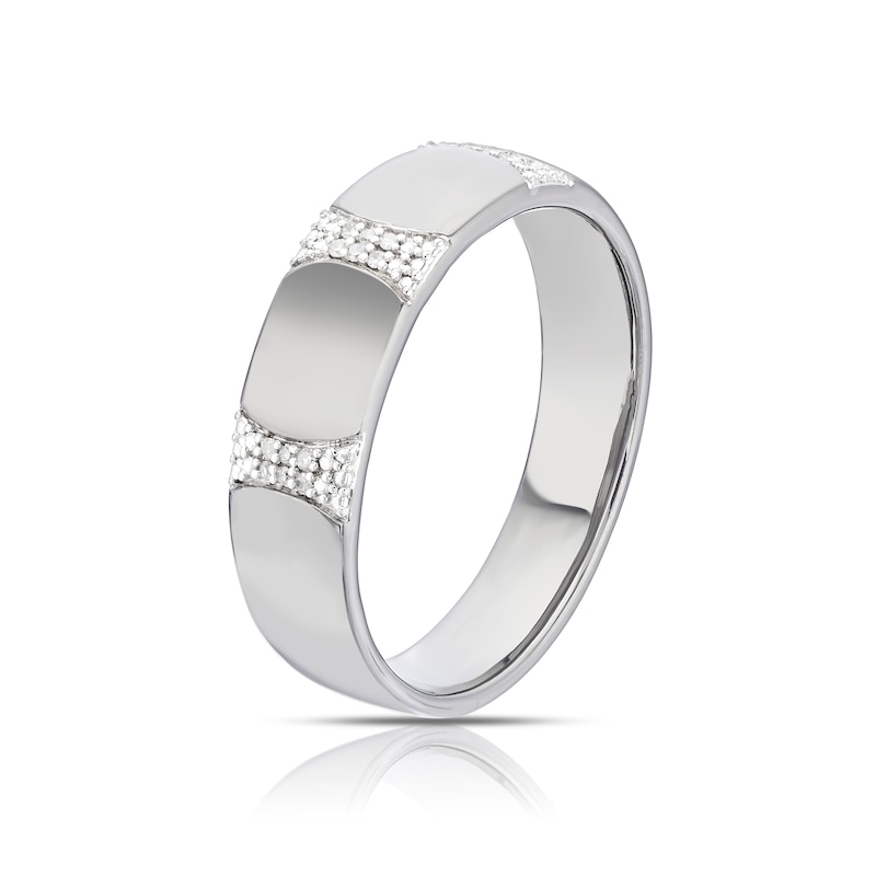 Sterling Silver Diamond Detail Signet Ring