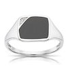 Thumbnail Image 0 of Men's Sterling Silver Diamond & Onyx Signet Ring