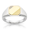 Thumbnail Image 0 of Men's Sterling Silver & 18ct Gold Plated Vermeil Two Tone Diamond Signet Ring
