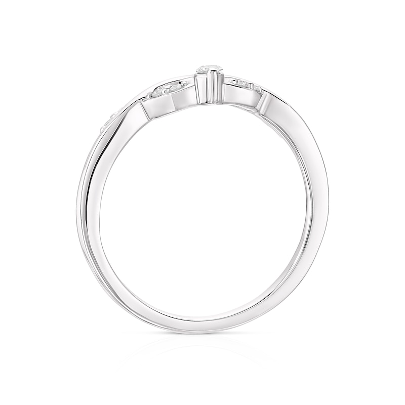 Platinum Leaf Twist 0.10ct Diamond Wishbone Wedding Ring
