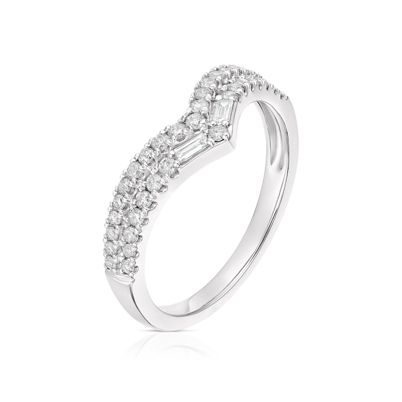 Platinum 2 Row 0.34ct Diamond Wishbone Wedding Ring