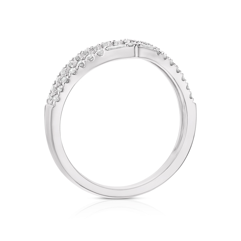 Platinum 2 Row 0.34ct Diamond Wishbone Wedding Ring