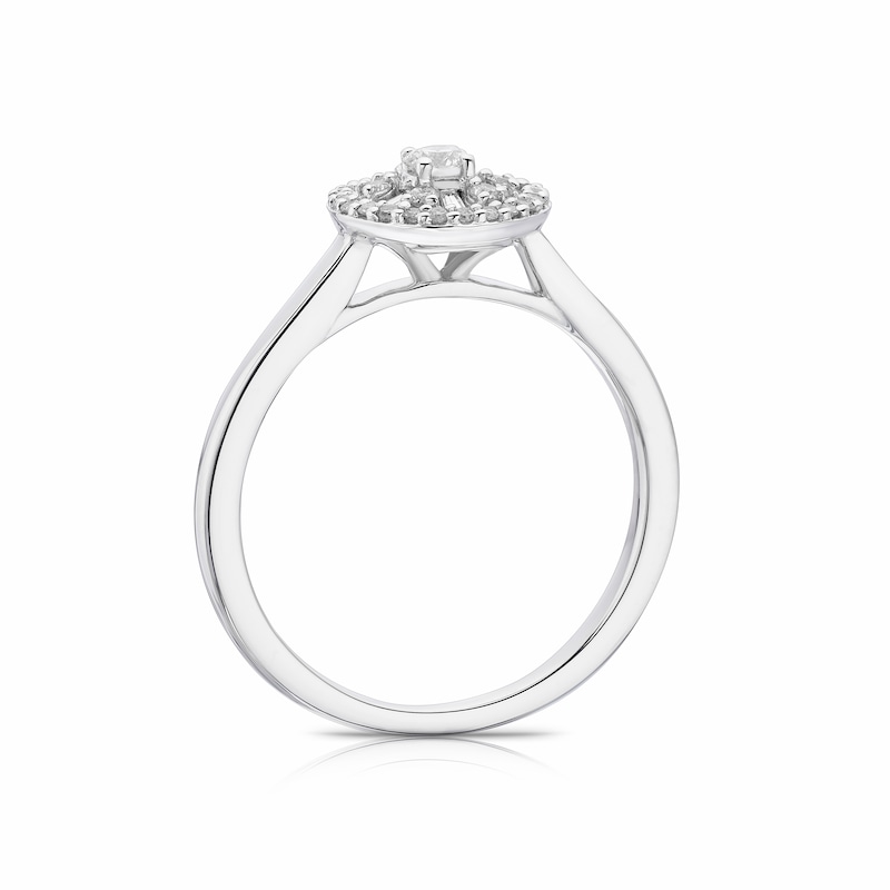 Emmy London Platinum 0.25ct Diamond Round & Baguette Cluster Halo Ring