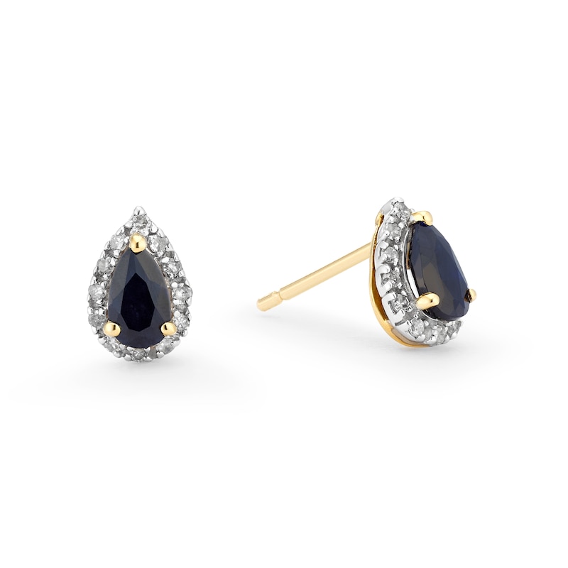 9ct Yellow Gold Sapphire Pear Stud Earrings