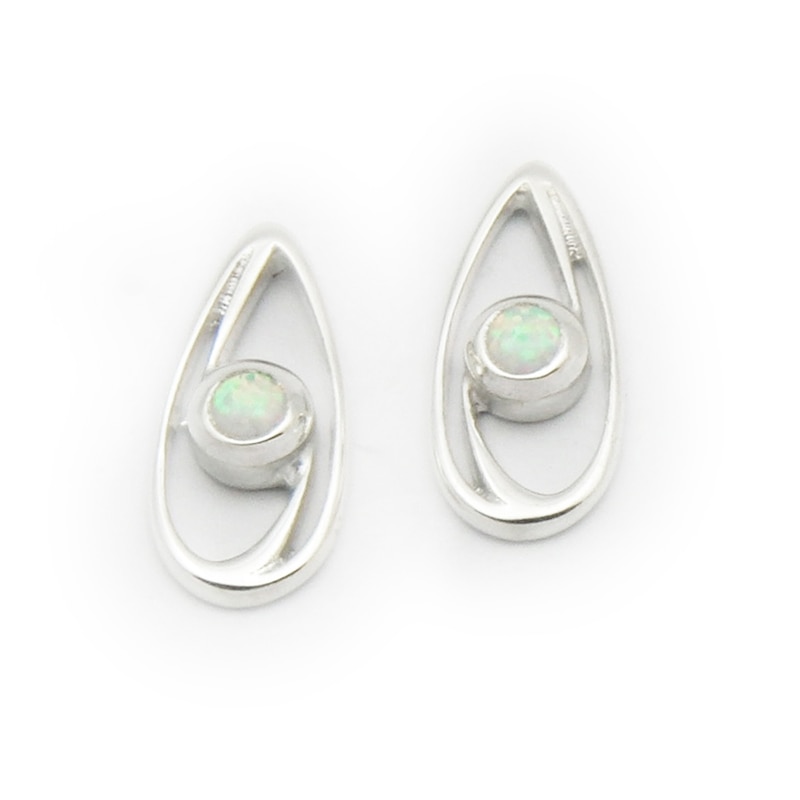 Ortak Silver and White Opal Swirl Earrings
