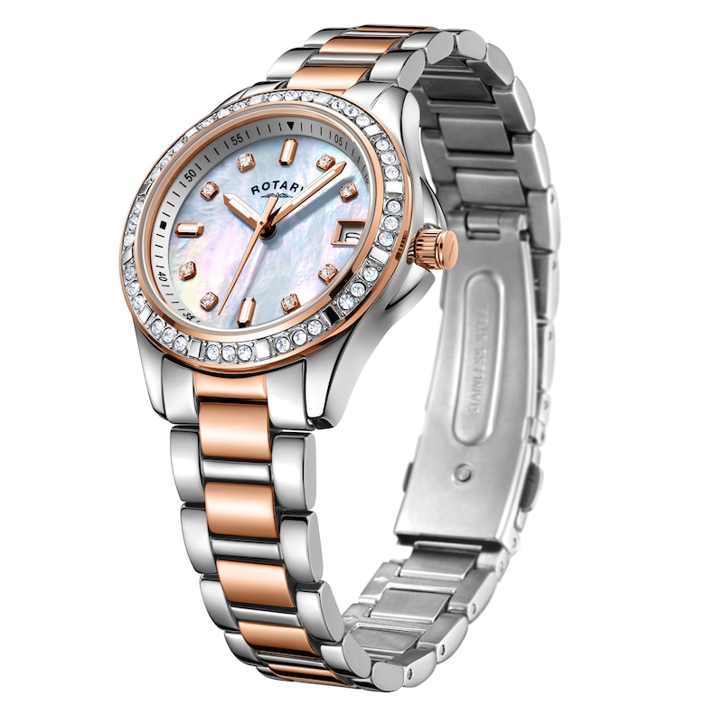 Rotary Ladies' Two-Tone Rose Gold Tone Bracelet Watch