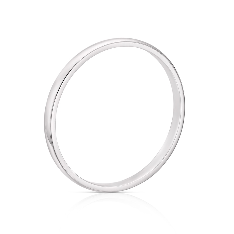 9ct White Gold 2mm Heavy D Shape Ring