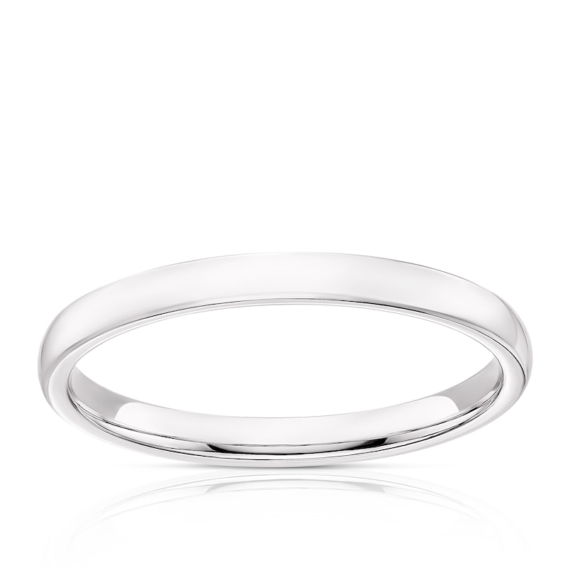 9ct White Gold 2mm Super Heavy Court Ring