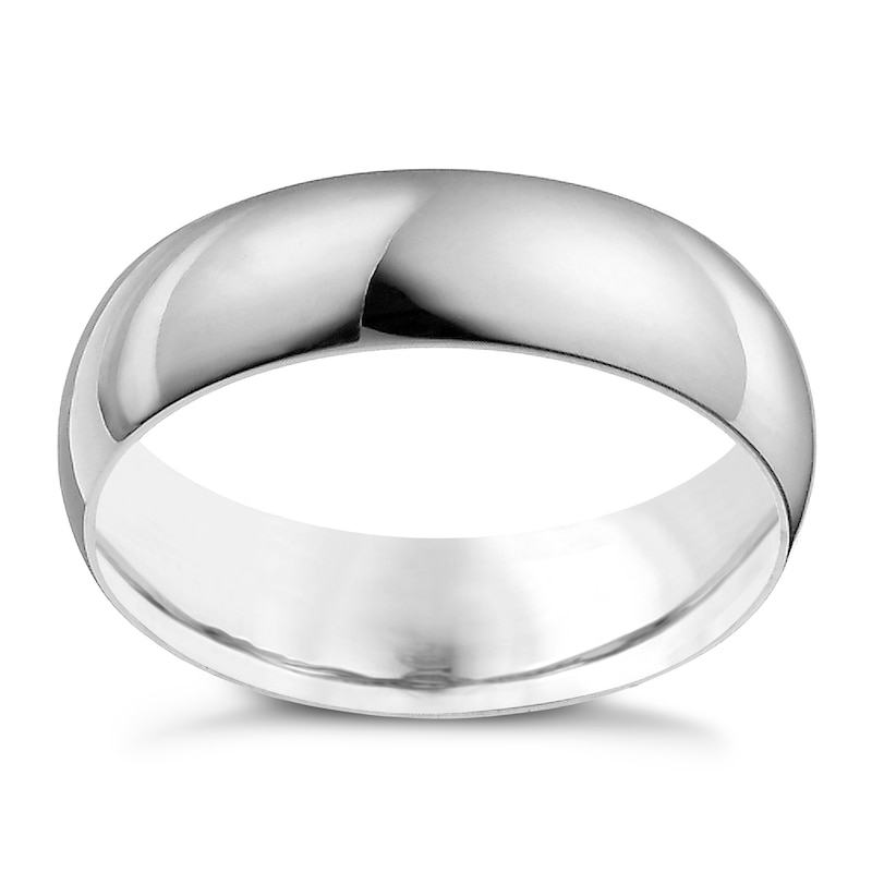 18ct White Gold 6mm Extra Heavy D Shape Ring