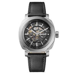 Ingersoll Outrider Men's Automatic Black Skeleton Dial Black Leather Strap Watch