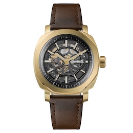 Ingersoll Outrider Men's Automatic Black Skeleton Dial Brown Leather Strap Watch