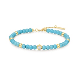 Ania Haie Gold Tone Lab Created Turquoise Bracelet