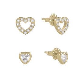 Radley Gold Tone Sterling Silver Stone Set Heart Twin Pack Stud Earrings